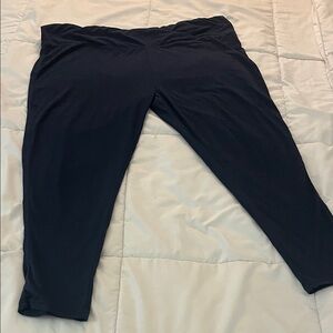 Womens Black Stretch Active Capri Leggings with crossover waistband XL